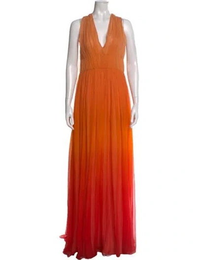 Pre-owned Alberta Ferretti Silk Long Dress In Orange