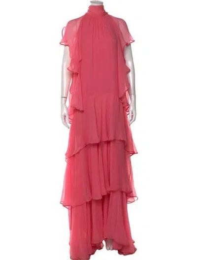 Pre-owned Alberta Ferretti Silk Long Dress In Pink