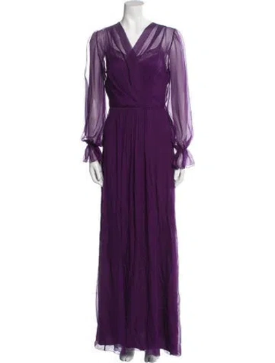 Pre-owned Alberta Ferretti Silk Long Dress In Purple