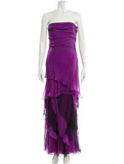 Pre-owned Alberta Ferretti Silk Long Dress In Purple