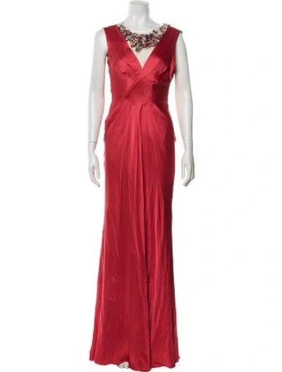 Pre-owned Alberta Ferretti Silk Long Dress In Red