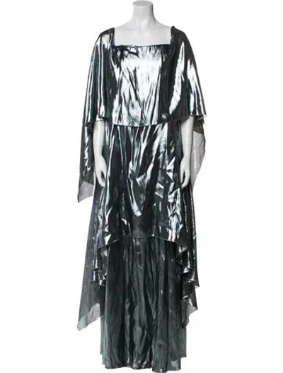 Pre-owned Alberta Ferretti Silk Long Dress W/ Tags In Green