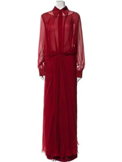 Pre-owned Alberta Ferretti Silk Long Dress W/ Tags In Red