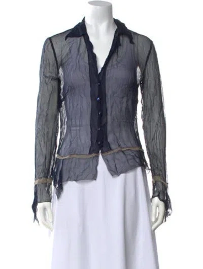 Pre-owned Alberta Ferretti Silk Long Sleeve Blouse In Blue
