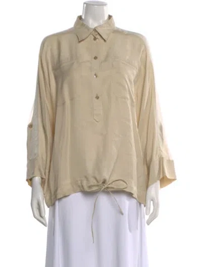 Pre-owned Alberta Ferretti Silk Long Sleeve Blouse In Neutral