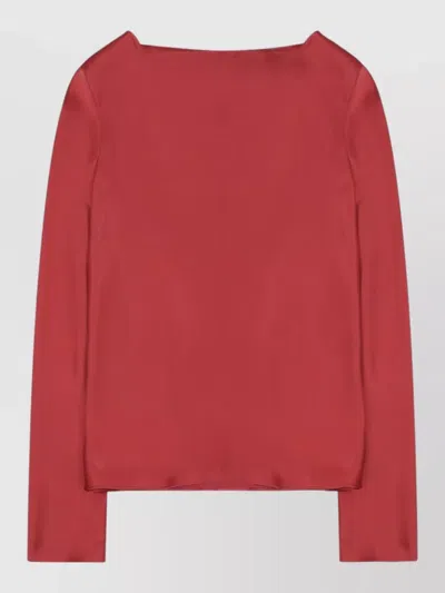 Alberta Ferretti Silk Long Sleeve Blouse Round Neck In Red