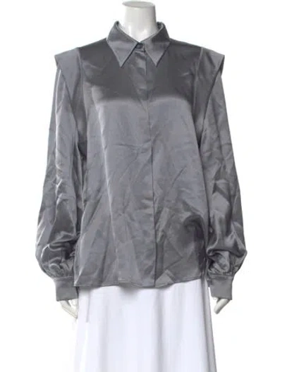 Pre-owned Alberta Ferretti Silk Long Sleeve Blouse W/ Tags In Gray