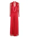 Alberta Ferretti Flowing Silk Maxi Dress With V-neck In Purple