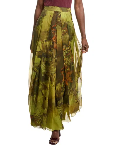 Alberta Ferretti Silk Maxi Skirt In Green