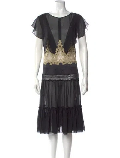 Pre-owned Alberta Ferretti Silk Midi Length Dress In Black