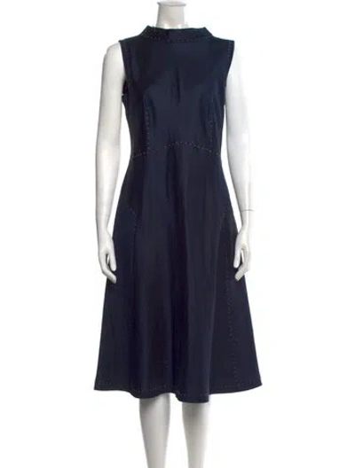 Pre-owned Alberta Ferretti Silk Midi Length Dress In Blue