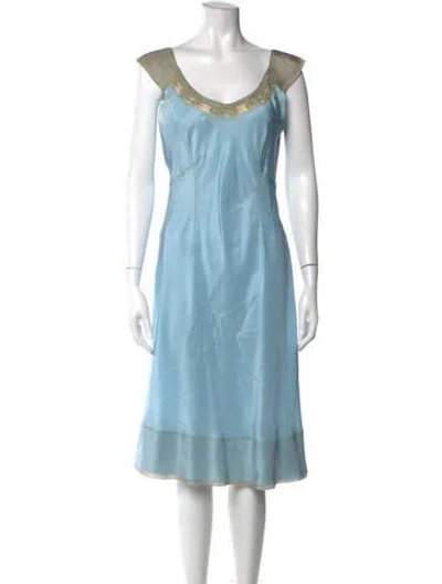 Pre-owned Alberta Ferretti Silk Midi Length Dress In Blue