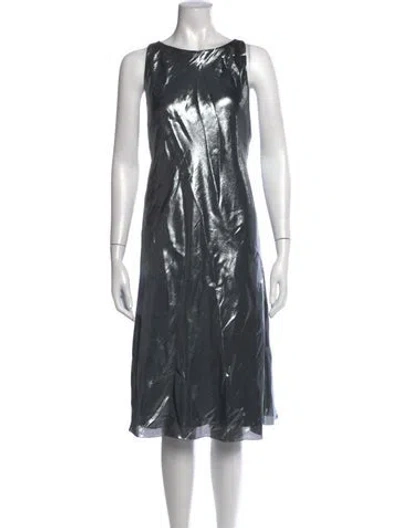 Pre-owned Alberta Ferretti Silk Midi Length Dress In Grey