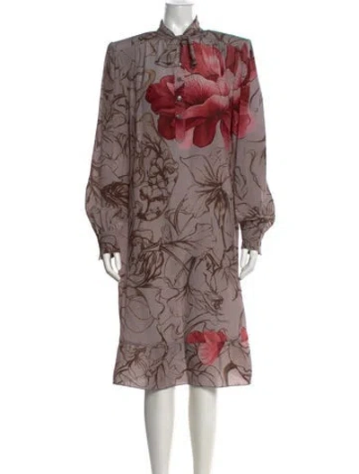 Pre-owned Alberta Ferretti Silk Midi Length Dress In Multi