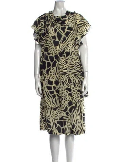 Pre-owned Alberta Ferretti Silk Midi Length Dress In Multicolor