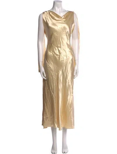 Pre-owned Alberta Ferretti Silk Midi Length Dress In Neutral