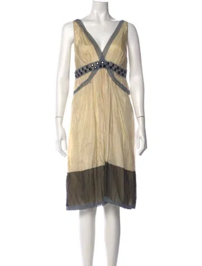 Pre-owned Alberta Ferretti Silk Midi Length Dress In Neutral