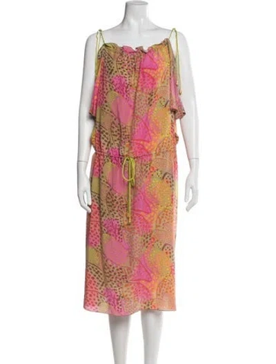 Pre-owned Alberta Ferretti Silk Midi Length Dress In Pink