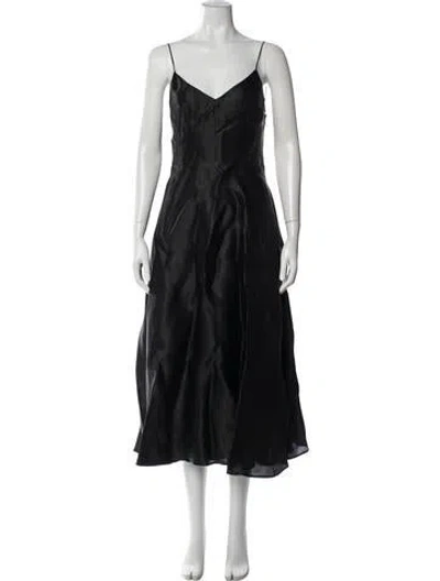 Pre-owned Alberta Ferretti Silk Midi Length Dress W/ Tags In Blue