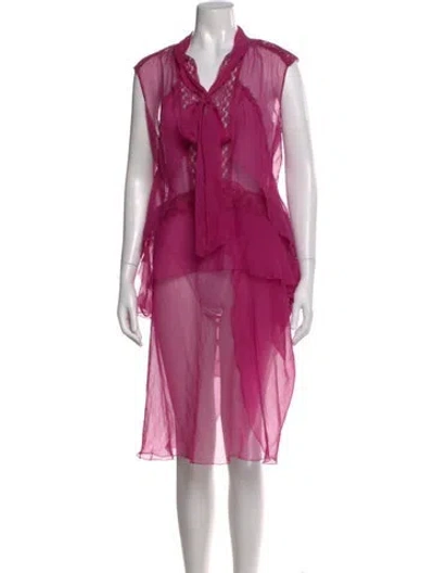 Pre-owned Alberta Ferretti Silk Midi Length Dress W/ Tags In Pink