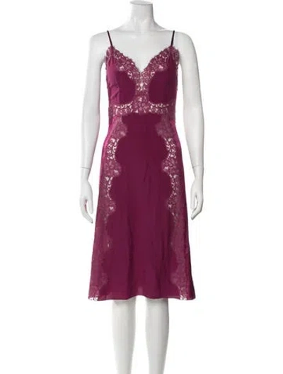 Pre-owned Alberta Ferretti Silk Midi Length Dress W/ Tags In Purple