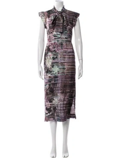 Pre-owned Alberta Ferretti Silk Midi Length Dress W/ Tags In Purple