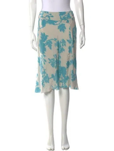 Pre-owned Alberta Ferretti Silk Midi Length Skirt In Blue/grey