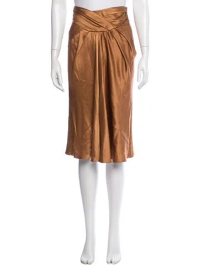 Pre-owned Alberta Ferretti Silk Midi Length Skirt In Brown