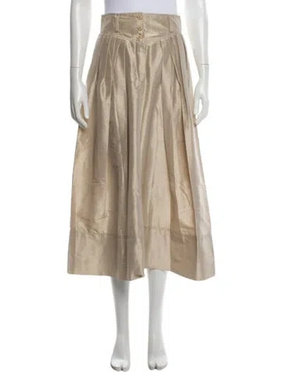 Pre-owned Alberta Ferretti Silk Midi Length Skirt W/ Tags In Neutral