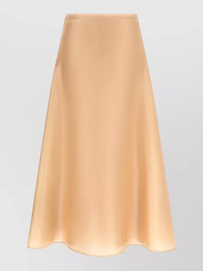 Alberta Ferretti Silk Midi Skirt A Line Silhouette Smooth In Orange