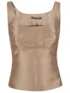 Alberta Ferretti Sleeveless Scoop Neck Fitted Silhouette Top