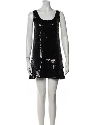Pre-owned Alberta Ferretti Silk Mini Dress In Black
