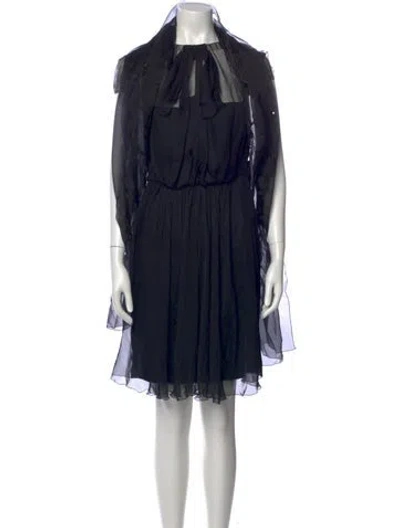 Pre-owned Alberta Ferretti Silk Mini Dress In Blue