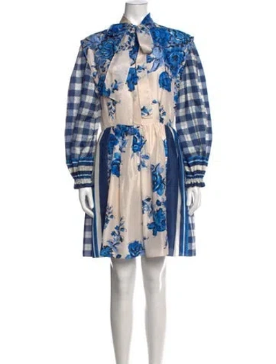 Pre-owned Alberta Ferretti Silk Mini Dress In Blue