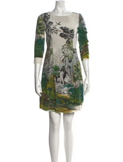 Pre-owned Alberta Ferretti Silk Mini Dress In Gray