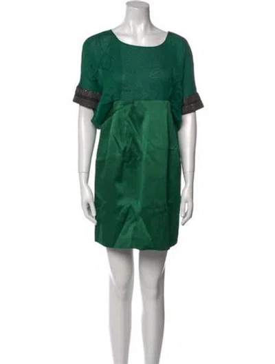 Pre-owned Alberta Ferretti Silk Mini Dress In Green
