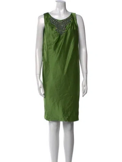Pre-owned Alberta Ferretti Silk Mini Dress In Green