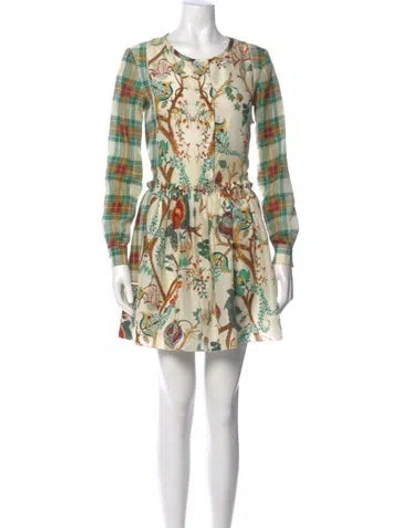 Pre-owned Alberta Ferretti Silk Mini Dress In Green