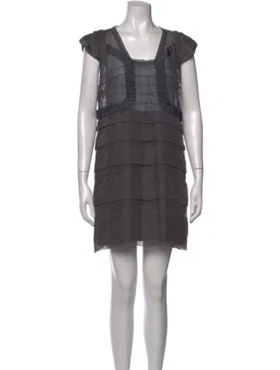 Pre-owned Alberta Ferretti Silk Mini Dress In Grey