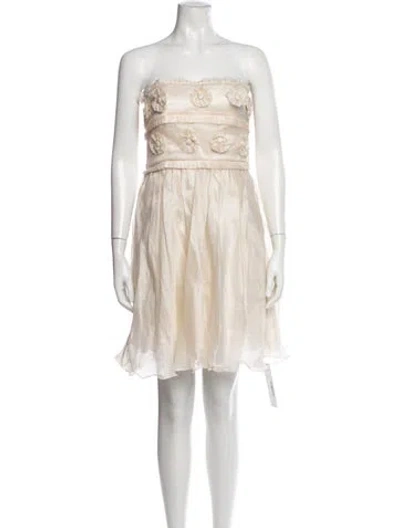 Pre-owned Alberta Ferretti Silk Mini Dress In Neutrals