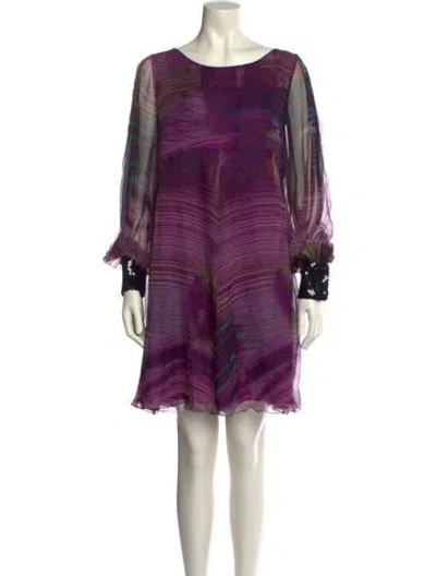 Pre-owned Alberta Ferretti Silk Mini Dress In Purple