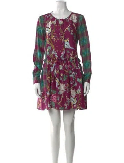 Pre-owned Alberta Ferretti Silk Mini Dress In Purple