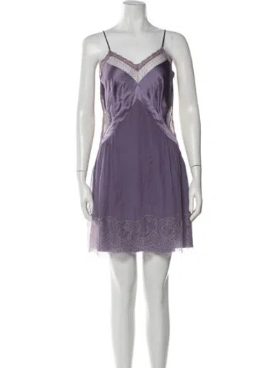 Pre-owned Alberta Ferretti Silk Mini Dress In Purple