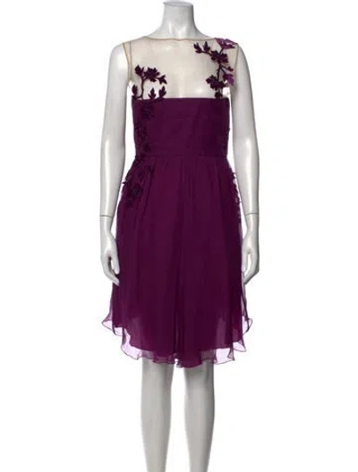 Pre-owned Alberta Ferretti Silk Mini Dress In Purple