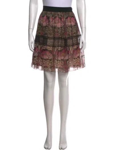 Pre-owned Alberta Ferretti Silk Mini Skirt In Brown