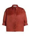 Alberta Ferretti Silk Organza Blouse In Brown