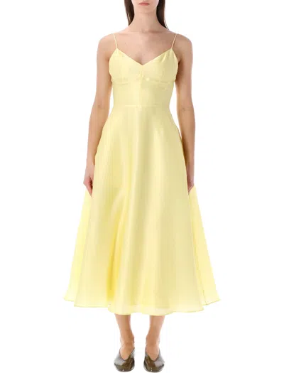 Alberta Ferretti Silk Organza Dress In Yellow