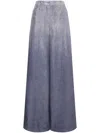 Alberta Ferretti Oversized Denim Print Habotai Pants In Blue