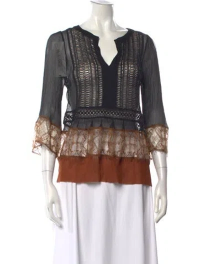Pre-owned Alberta Ferretti Silk Patterned Blouse In Multi