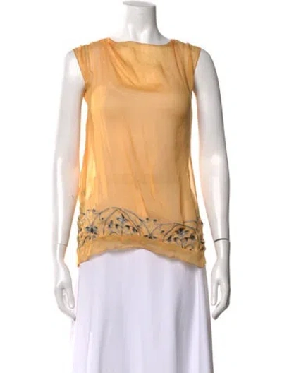Pre-owned Alberta Ferretti Silk Patterned Top In Yellow